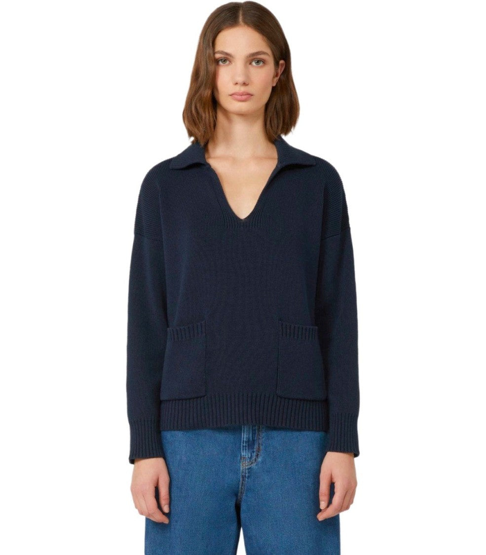 Max Mara Saloon Blue Polo Sweater