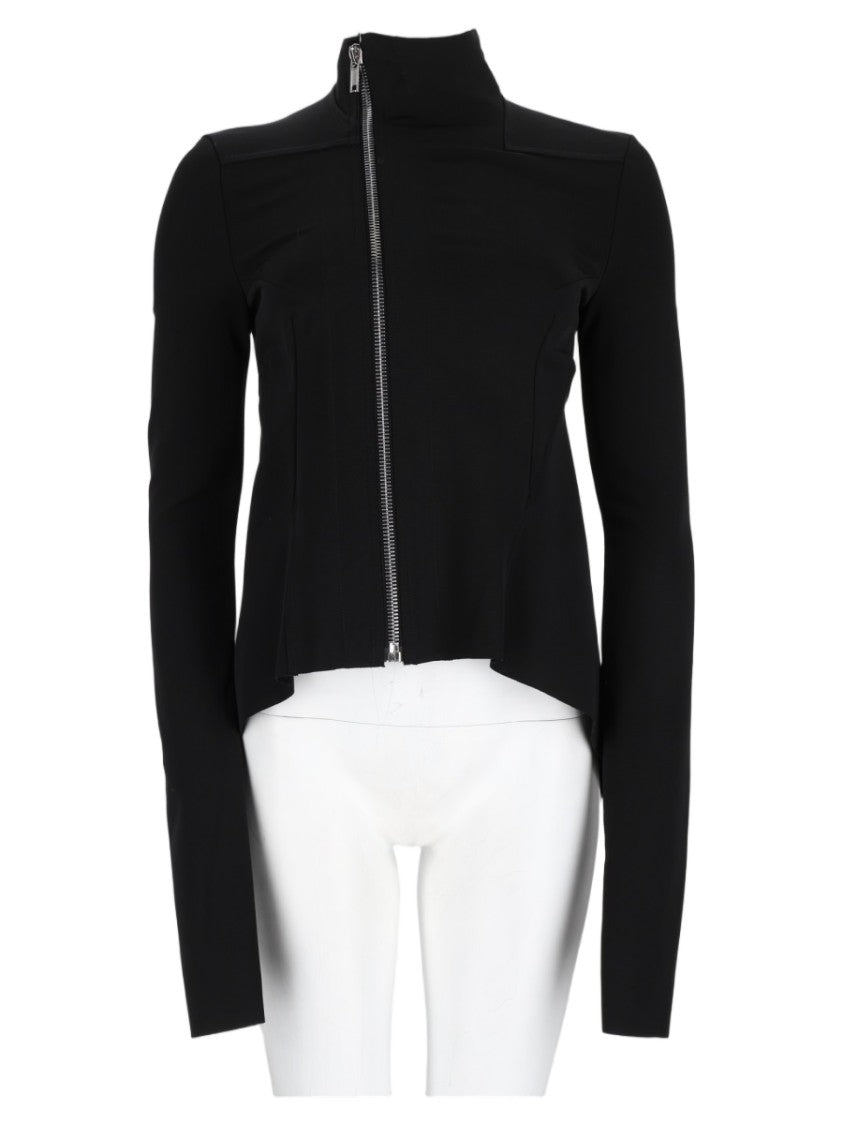 Rick Owens X Lilies Black Asymmetrical High-Collar Viscose-Blend Jacket