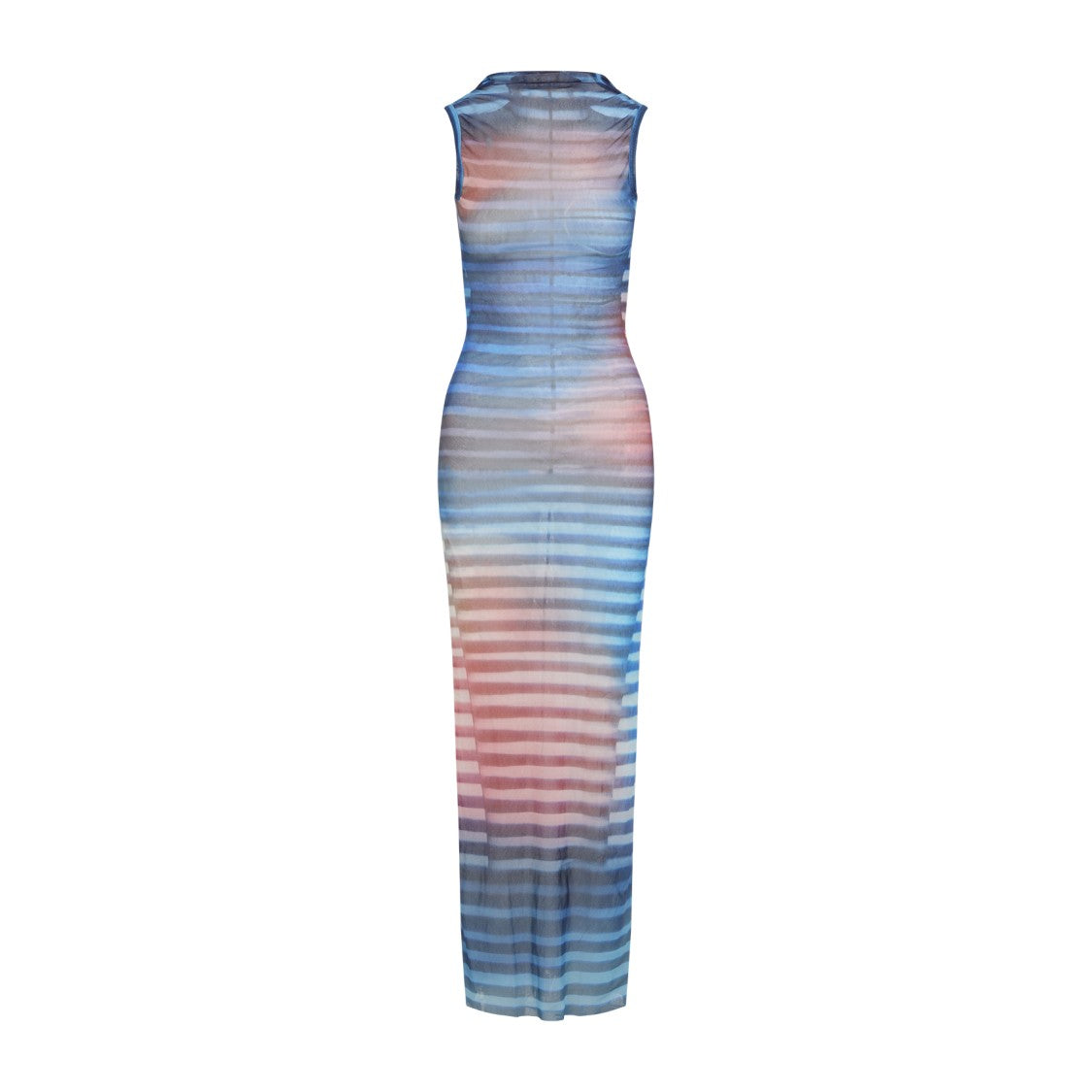 Jean Paul Gaultier Light Blue Mesh Printed Air Long Dress