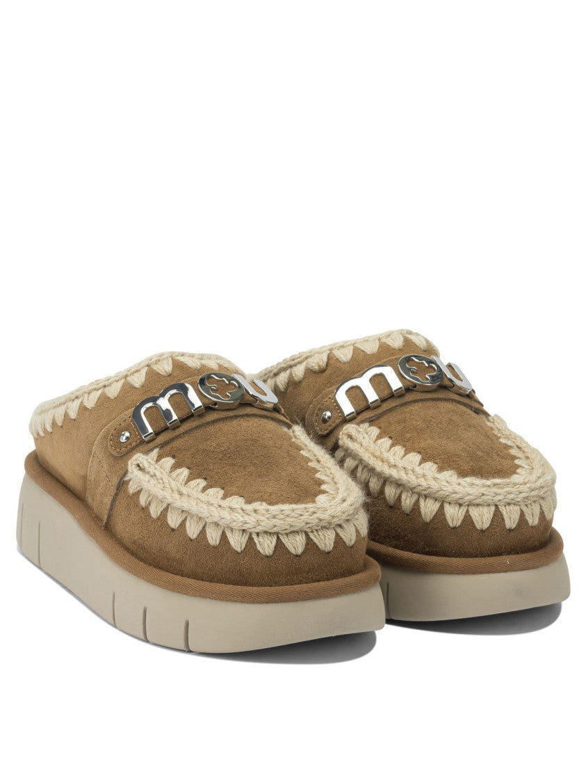 Mou Sheepskin Slip-On Loafers With Decorative Stitching
