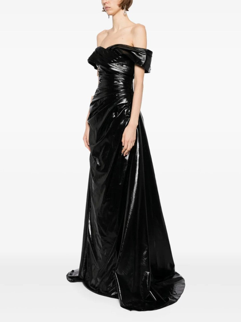 Saiid Kobeisy Gold Lame Off-Shoulder Dress