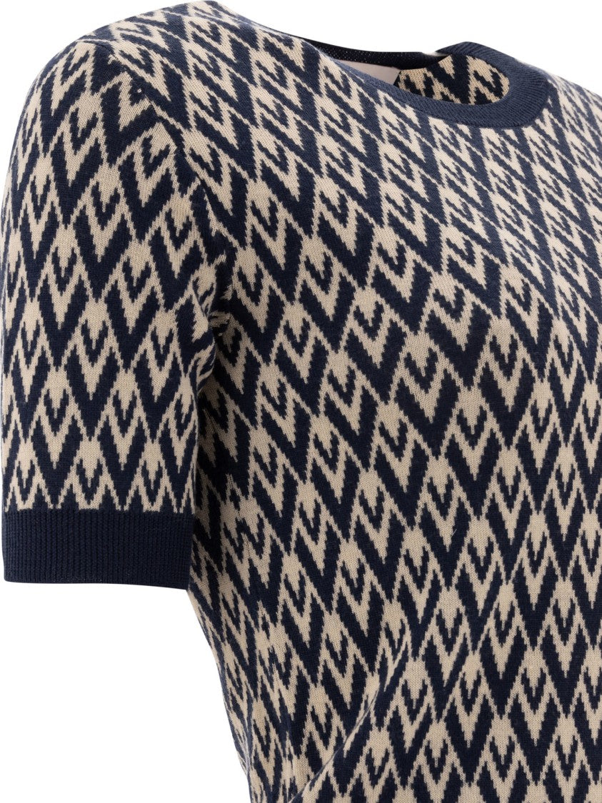 Valentino Beige Short-Sleeved Knit Top