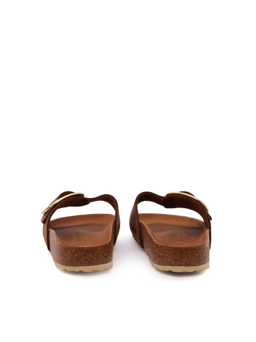 Birkenstock Cognac Madrid Oiled Leather Slide Sandal