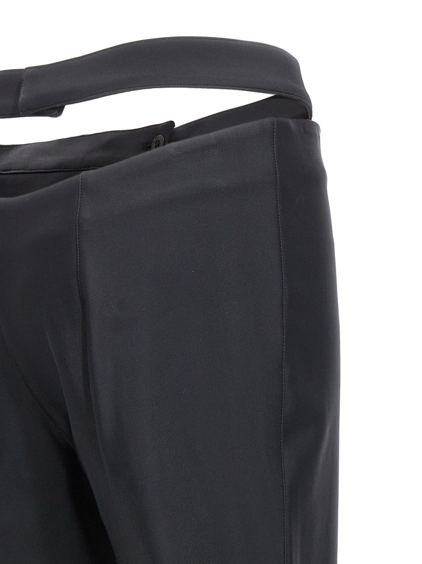 Mugler Flared Black Pants With Stylish Split Detail