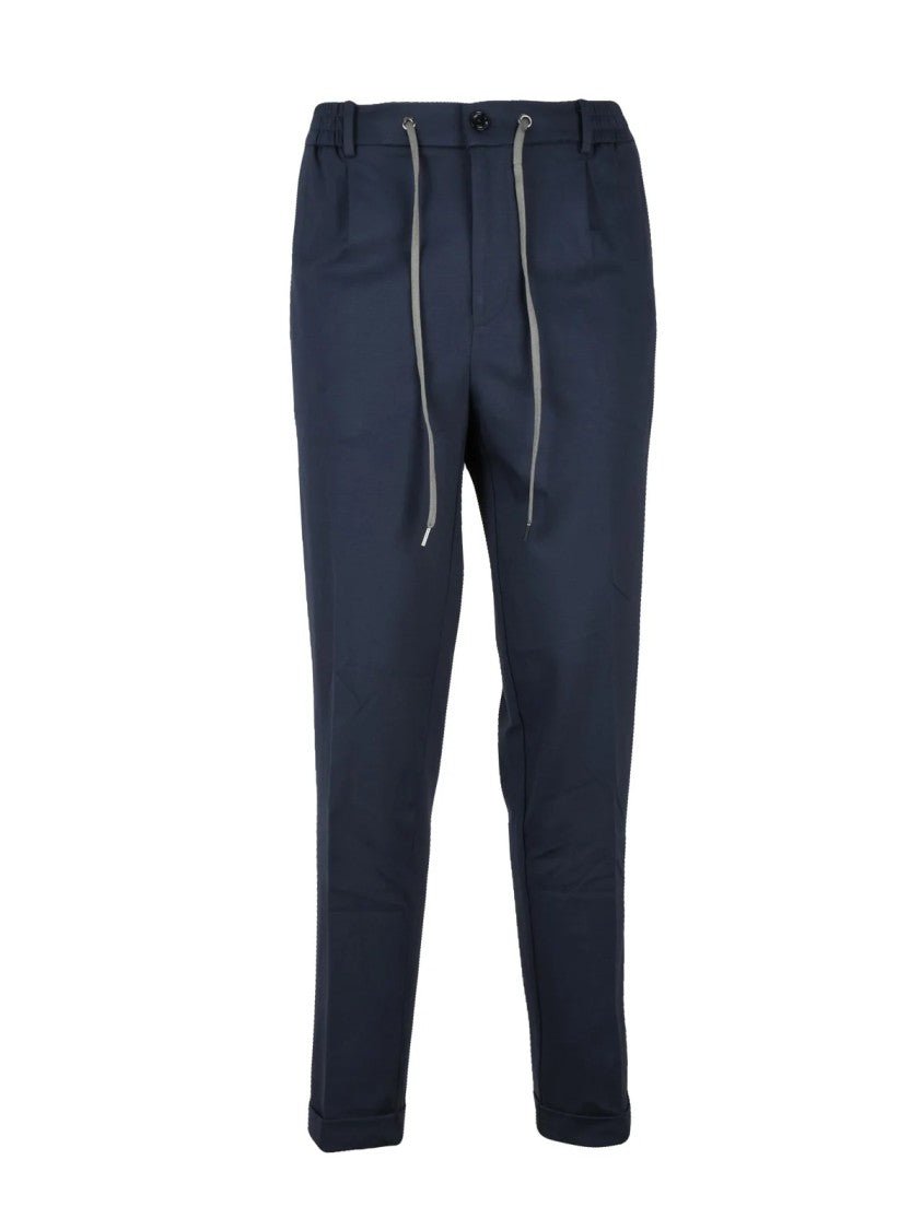 Liu Jo Navy Blue Classic Trousers With Tailored Design And Pleated Front