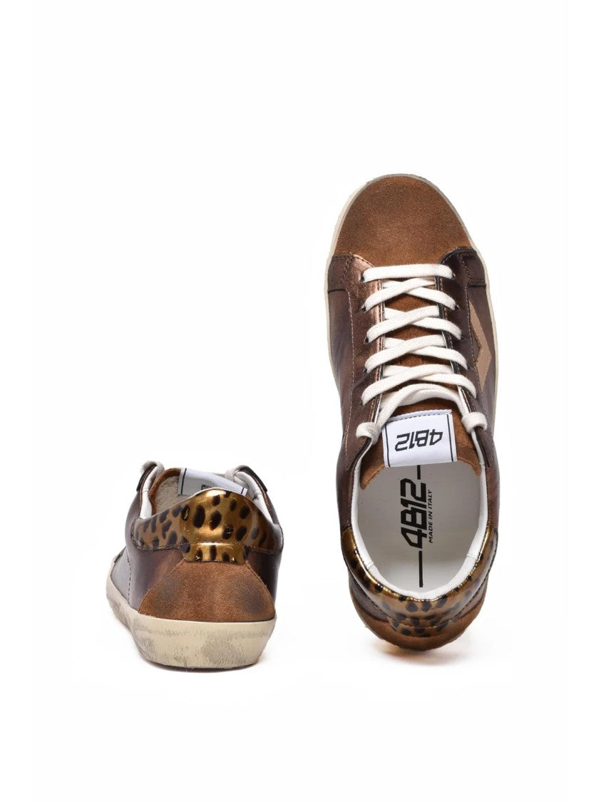 4B12 Bronze Leather Metallic Sneakers