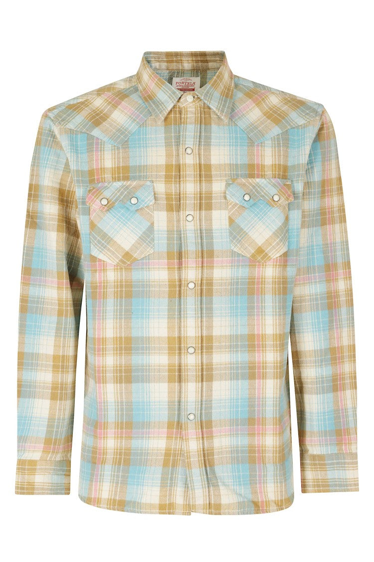 Fortela Brushed Cotton Flannel Snap-Button Shirt