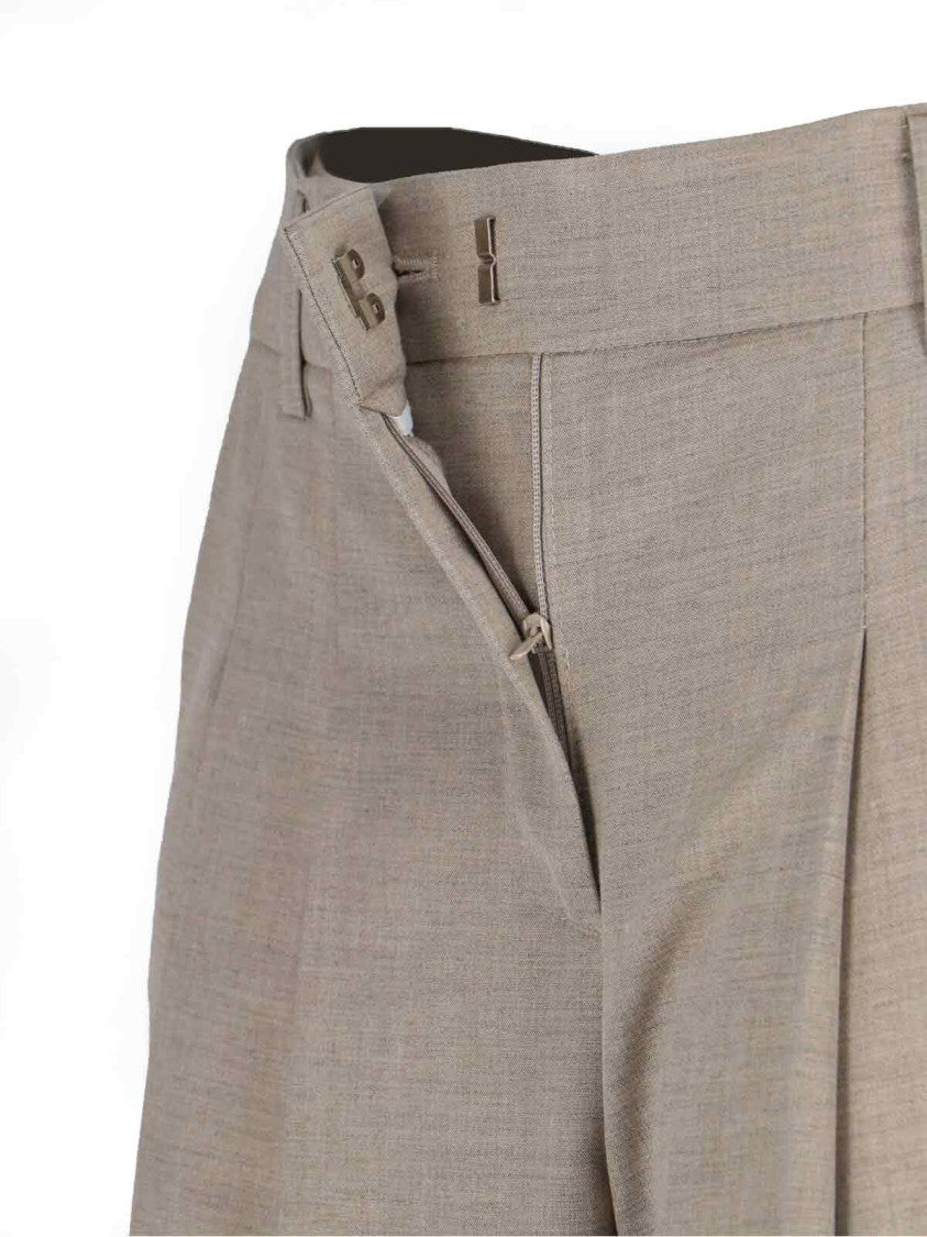 The Frankie Shop High-Waisted Taupe Wide-Leg Trousers With Tailored Finish