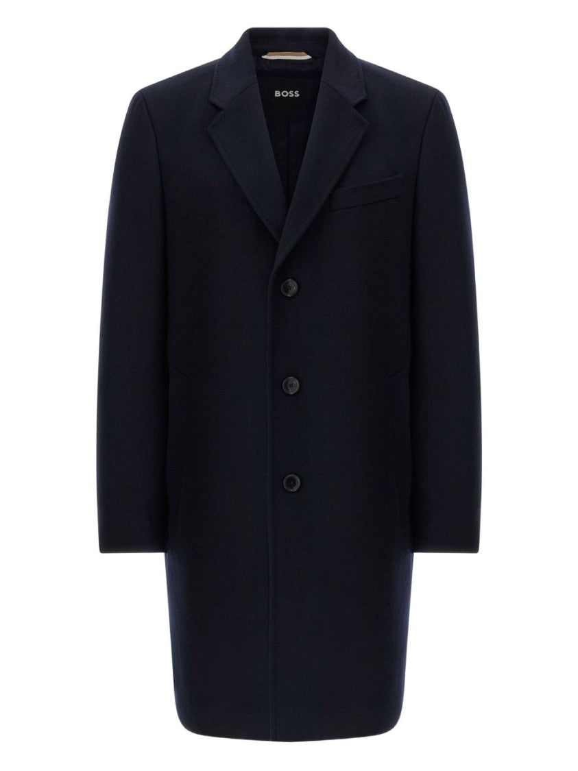 Boss Tailored Blue Coat With Structured Silhouette