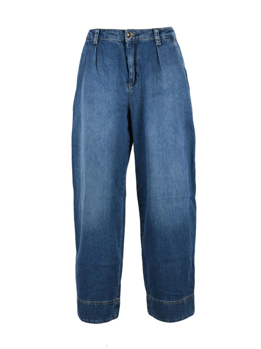 Liu Jo Baggy Wide Leg Denim Jeans With Zip Closure