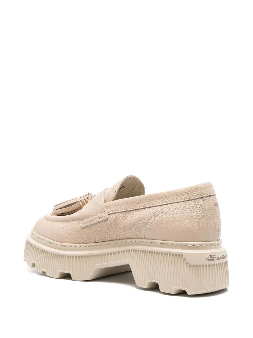 Santoni Pink Leather Loafers