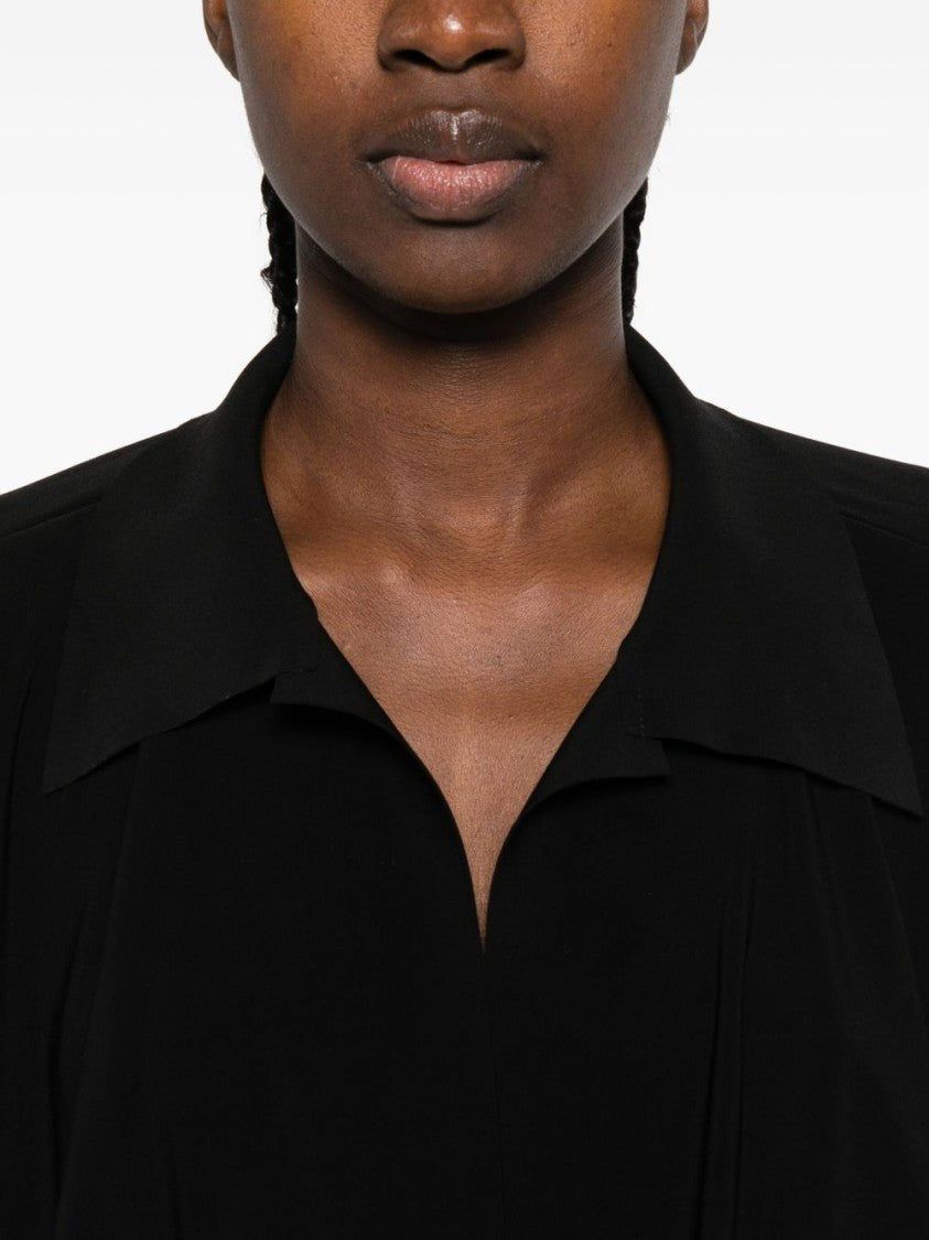 Norma Kamali Black Bodysuit With Deep V-Neckline