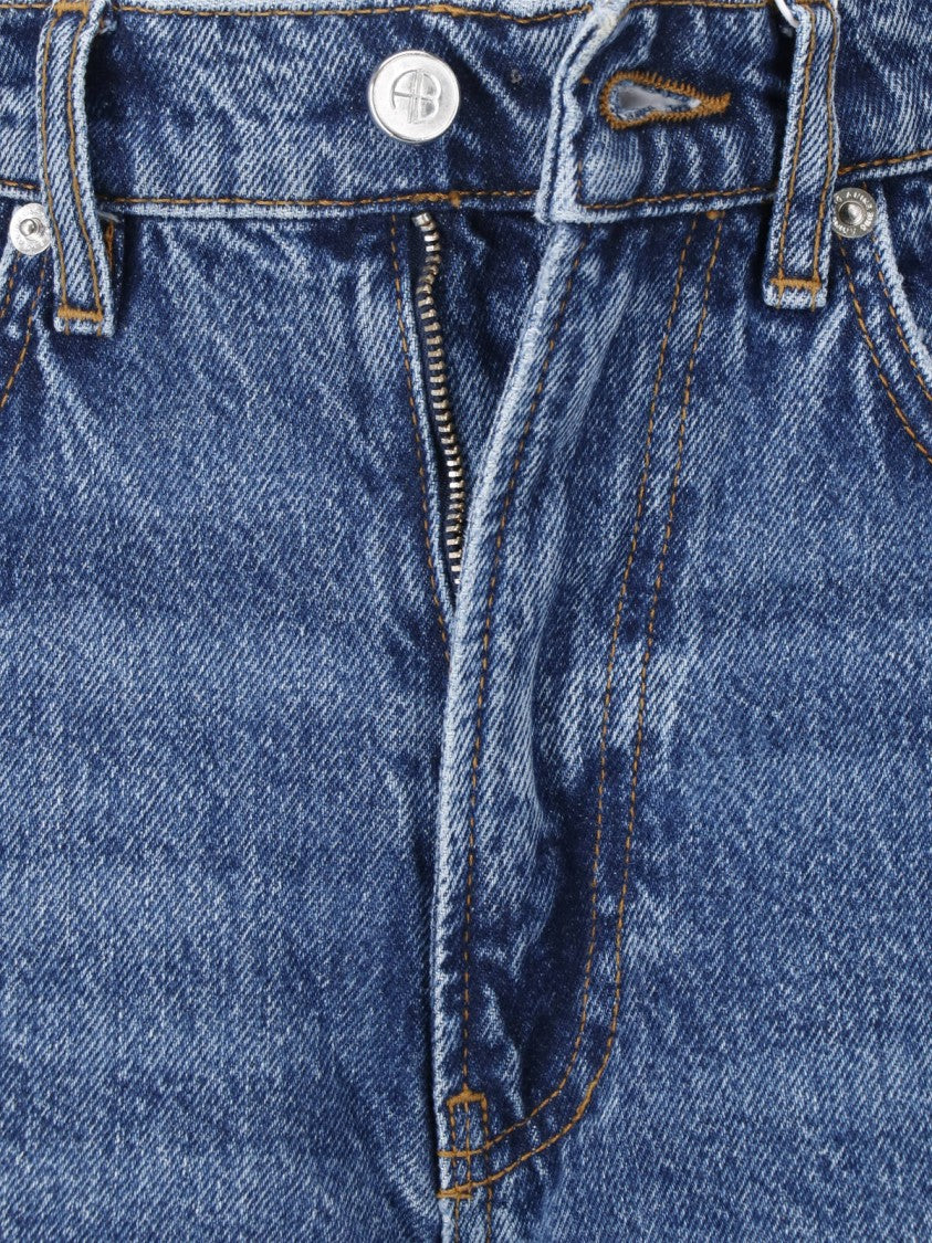 Anine Bing High-Waisted Wide-Leg Denim Jeans With Asymmetrical Stitching