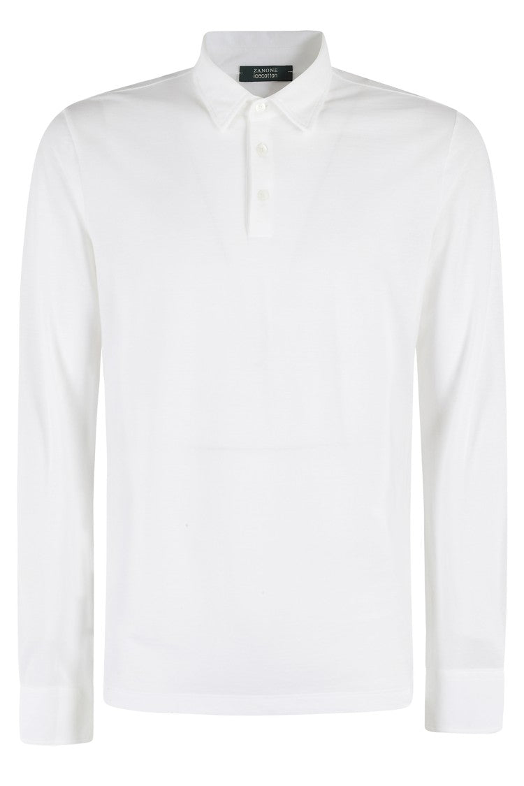 Zanone Classic White Polo Shirt With Buttoned Collar