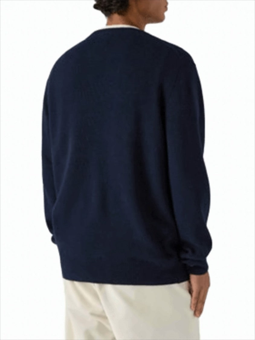Mc2 Saint Barth Regular Fit Wool-Cashmere Blend Sweater With Jacquard Logo