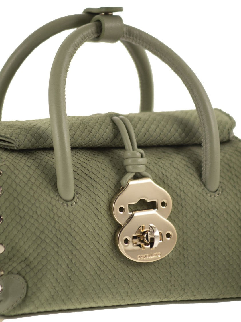 Zanellato Ayers Print Leather Bag With Gold Twist-Lock Closure