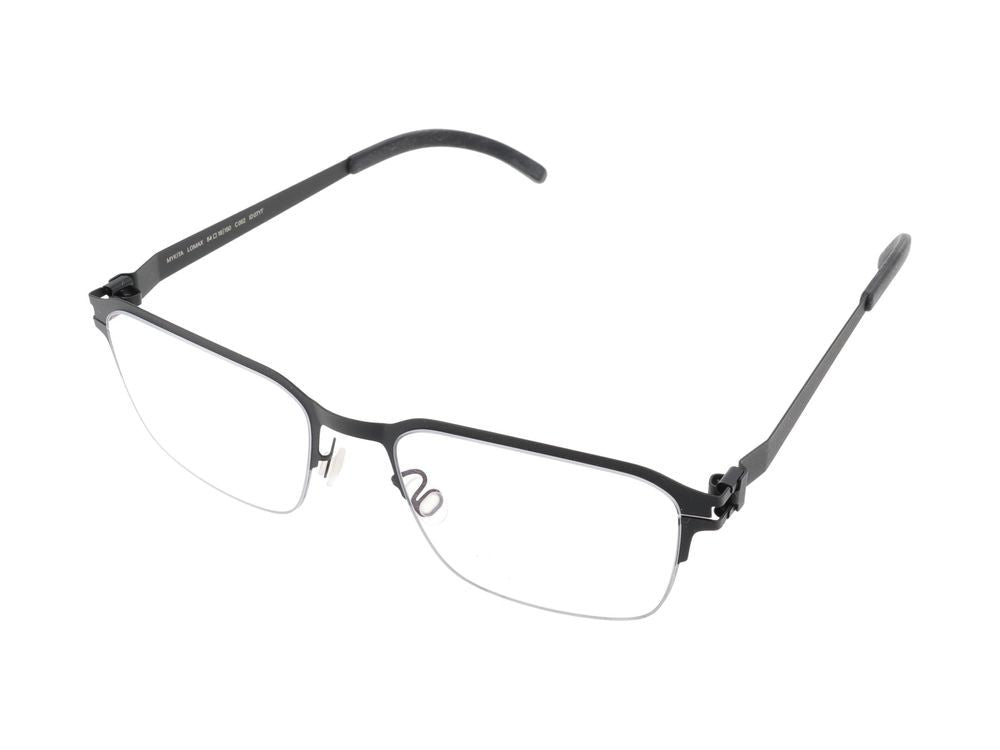 Mykita Silver Black Sleek Rectangular Acetate-Titanium Optical Glasses