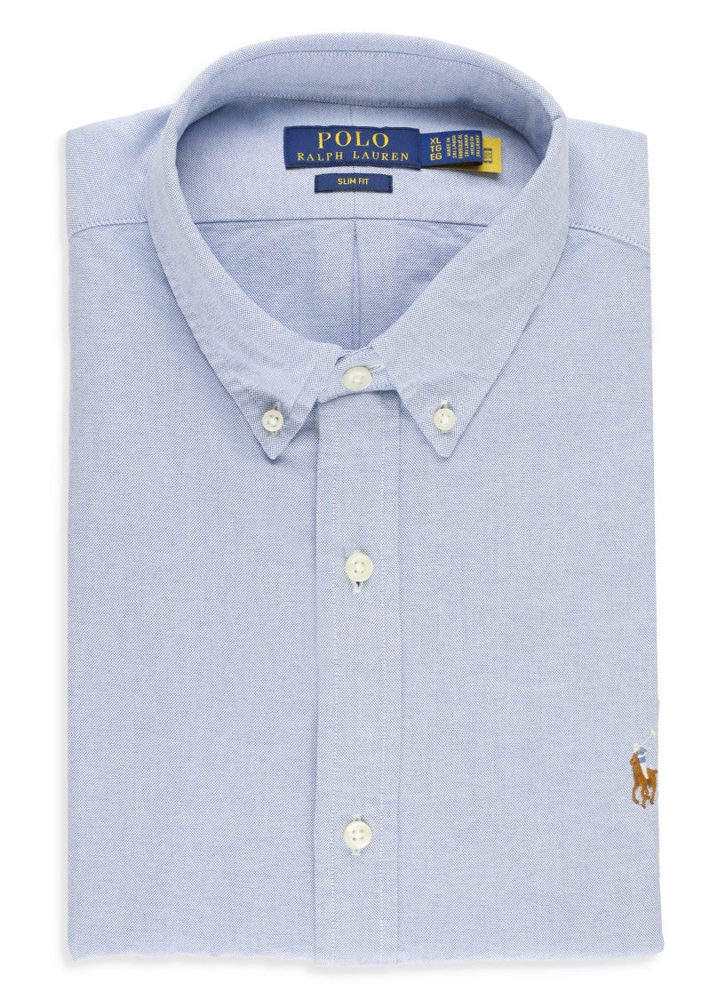 Polo Ralph Lauren Light Blue Embroidered Pony Slim Cotton Shirt