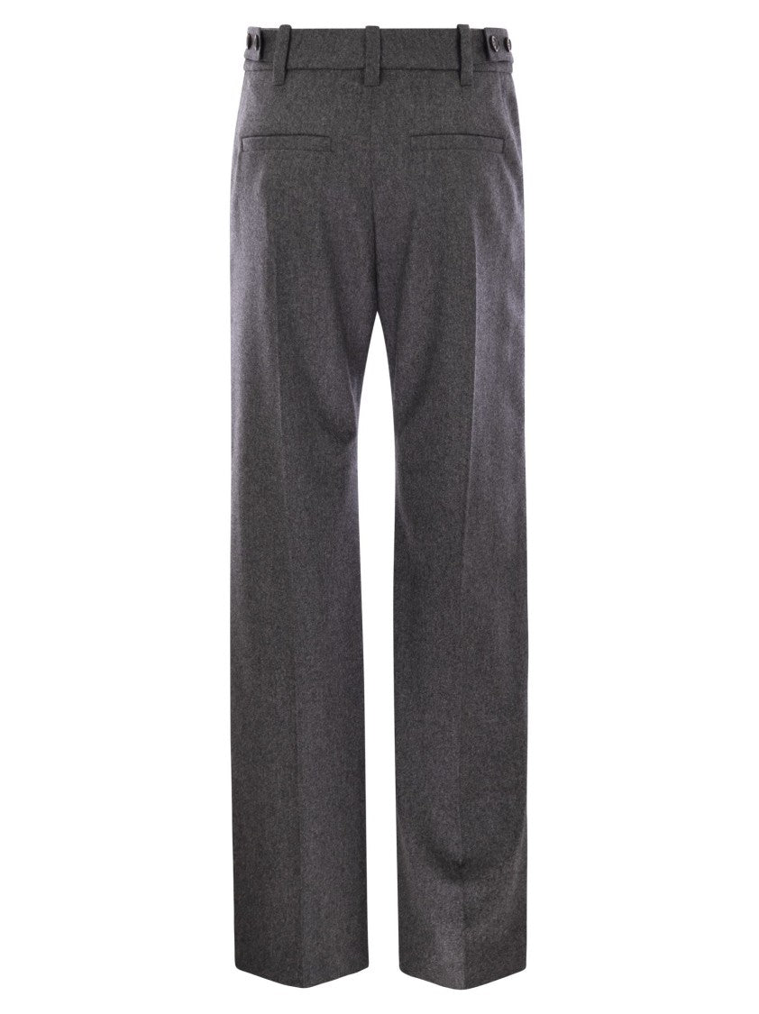 Brunello Cucinelli Straight Loose Trousers In Virgin Wool Flannel