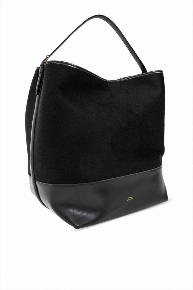 Totême Structured Wool Shoulder Bag With Smooth Leather Base