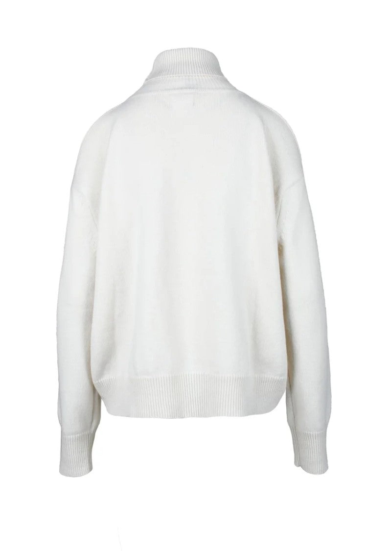 Phiili Cropped White Sweater With High Neckline