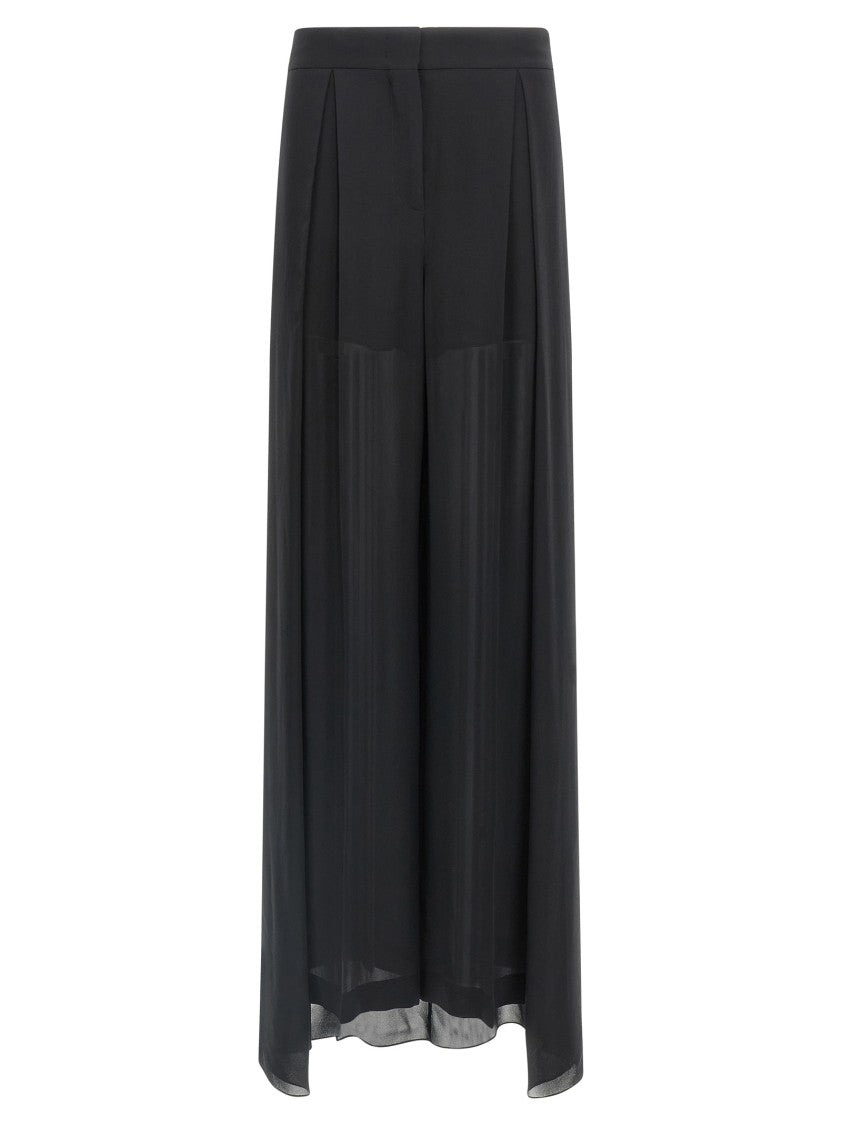 Alberta Ferretti High-Waisted Silk Georgette Palazzo Pants With Asymmetrical Back Panel