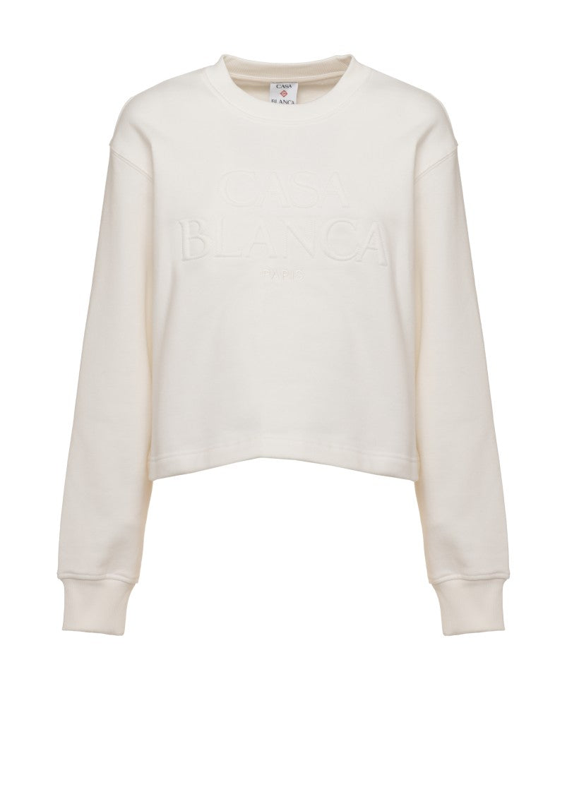Casablanca White Cotton-Cashmere Embroidered Sweatshirt