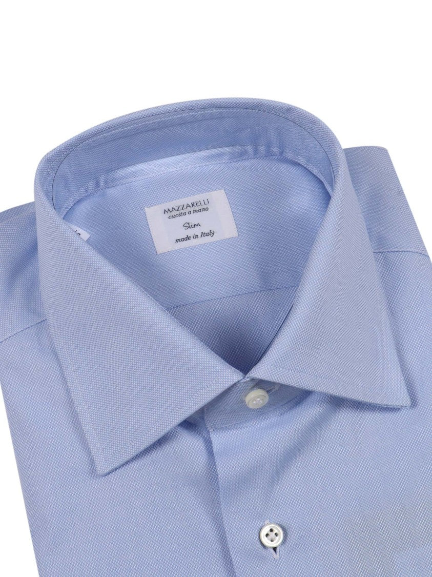 Mazzarelli Camicie Slim-Fit Royal Blue Oxford Cotton Shirt