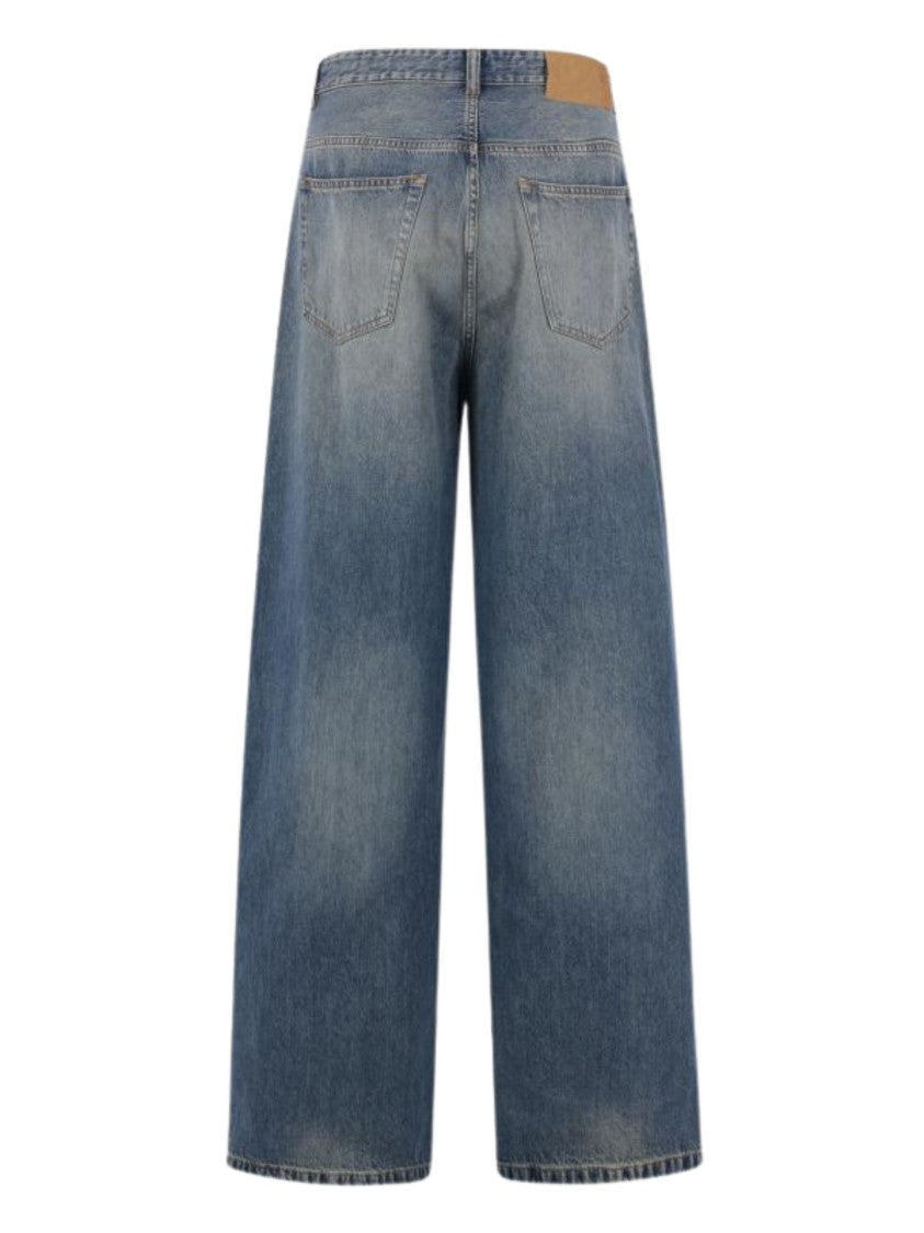 Mm6 By Maison Margiela Blue Logo Patch Denim Wide-Leg Jeans