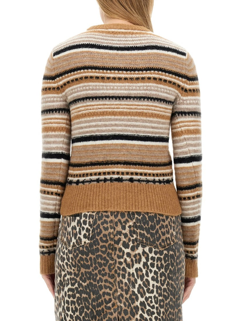 Ganni Cardigan With Stripe Pattern