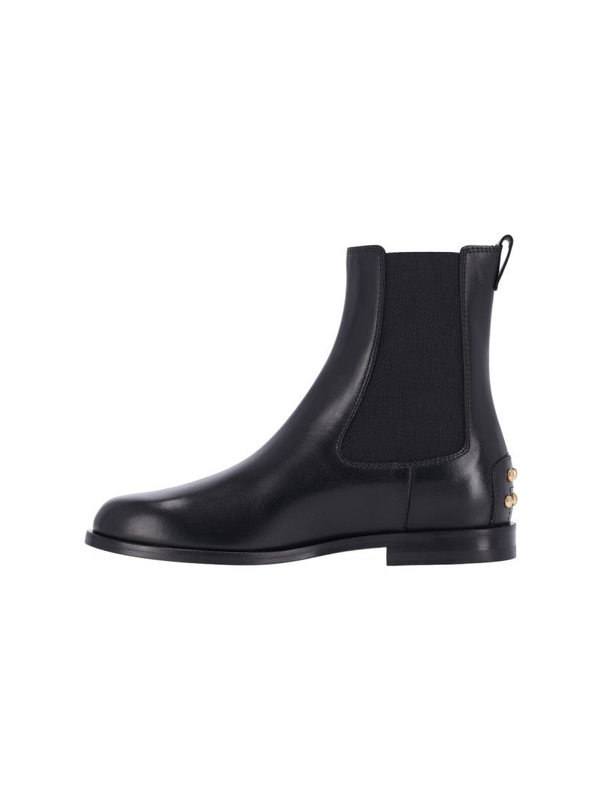 Tod's Gold-Stud Minimalist Leather Ankle Boots