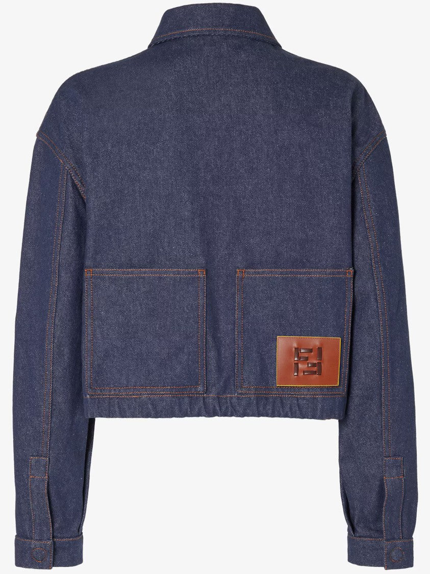 Fendi Ff Reverse Den Boxy Cropped Denim Jacket