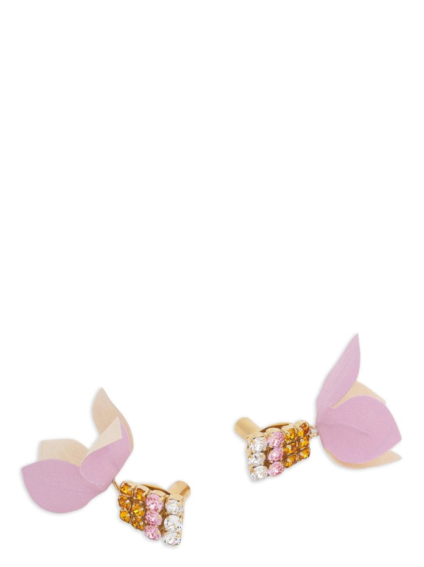 Marni Crystal-Embellished Earrings With Floral Accents