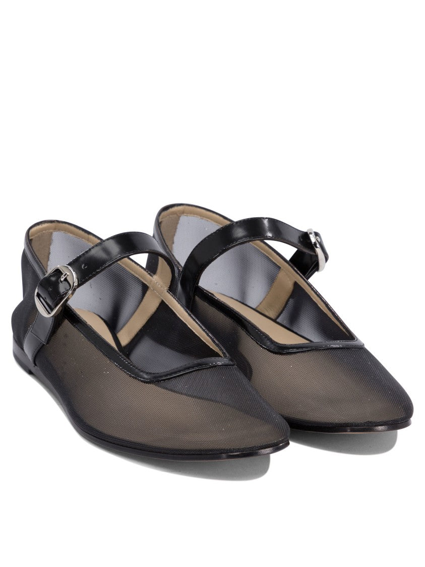 Le Monde Béryl Pointed Toe Ballerinas With Semi-Transparent Mesh