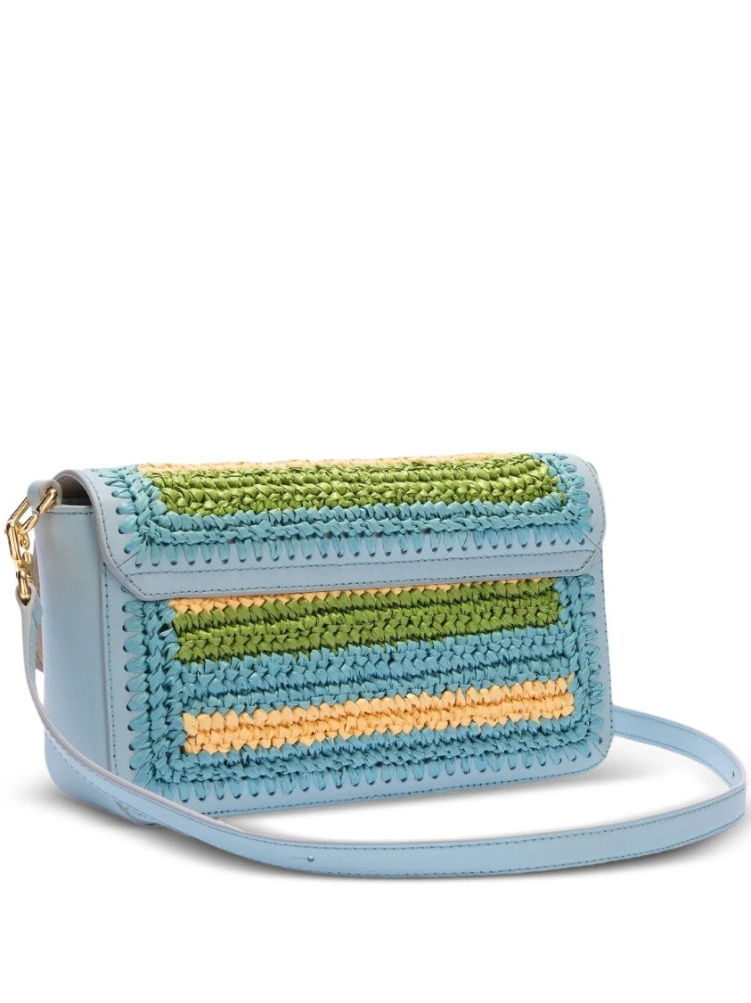 Furla Iride S Woven Polypropylene Striped Shoulder Bag