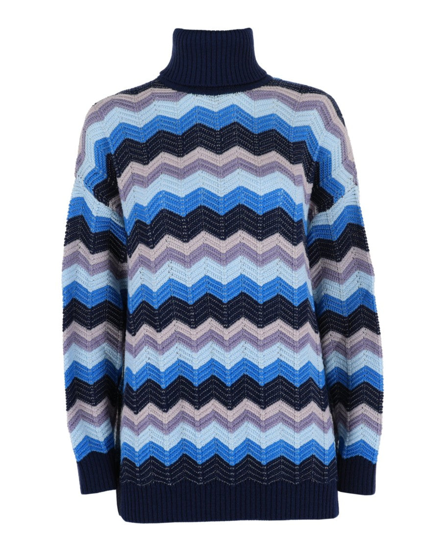 M Missoni Oversized Zigzag Turtleneck Sweater