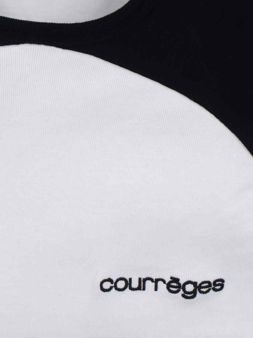 Courrèges White Cotton "Circle Contrast" T-Shirt