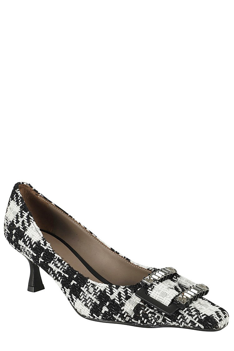 Roberto Festa Pointed-Toe Pumps With Rhinestone Detailing In Tweed