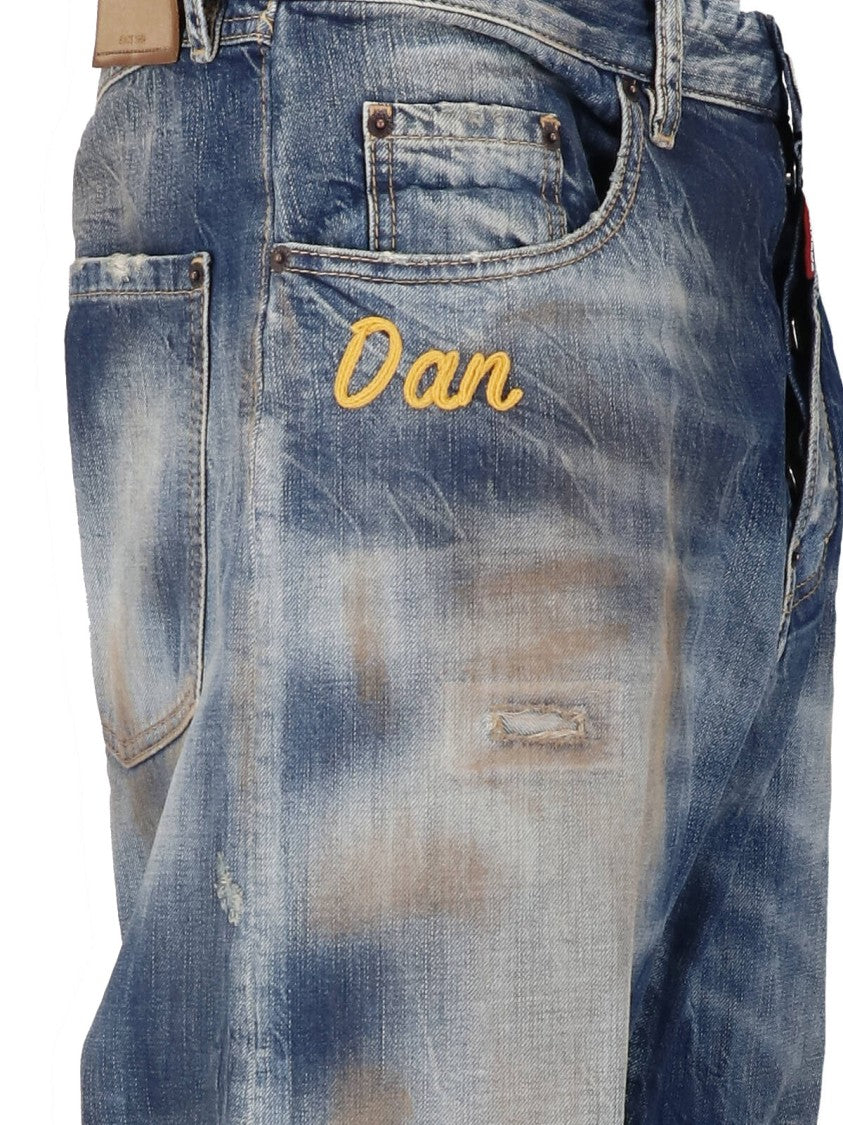 Dsquared2 Blue Kawaii Distressed Wide-Leg Jeans