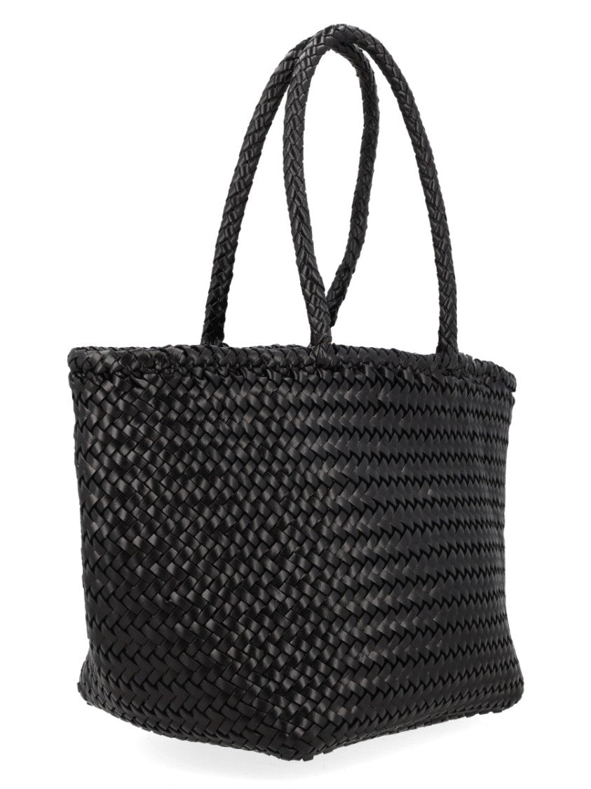 Dragon Diffusion Neutrals Grace Basket Woven Leather Tote Bag