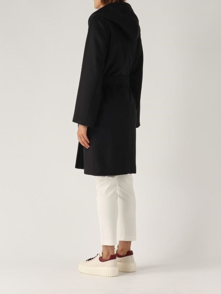 Max Mara Belted Short Wool Coat With Wide Collar