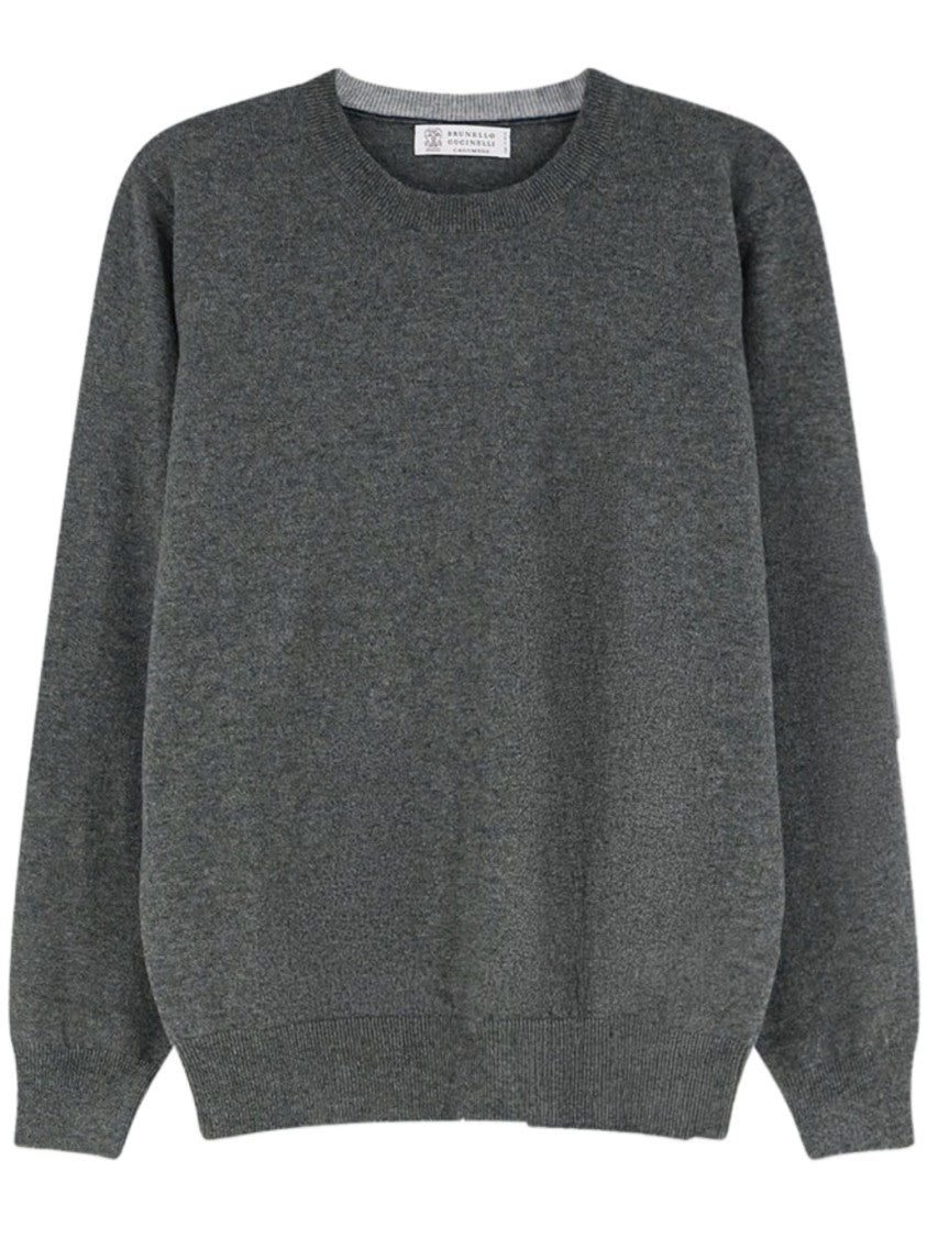 Brunello Cucinelli Dark Grey Girocollo Cashmere Sweater