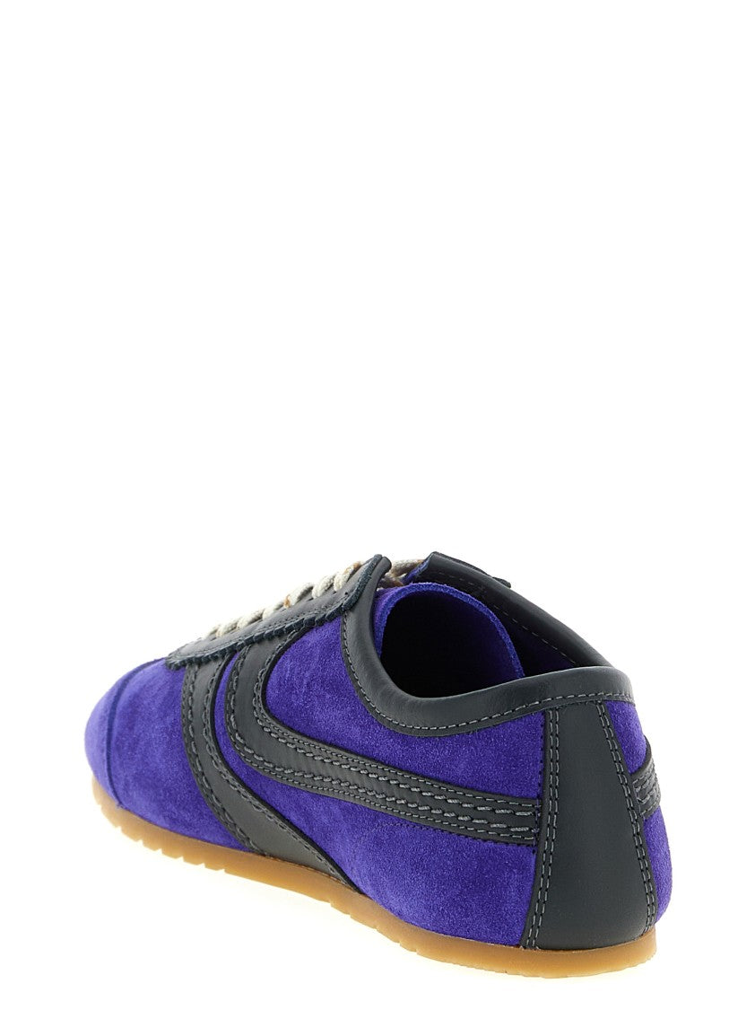 Dries Van Noten Suede Sneakers With Scalloped Edges And Leather Details
