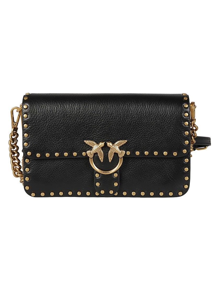Pinko Love One Slouchy Textured Calfskin Shoulder Bag