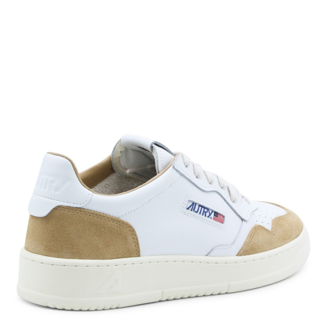 Autry Round Toe Low-Top Sneakers With Beige Suede Accents