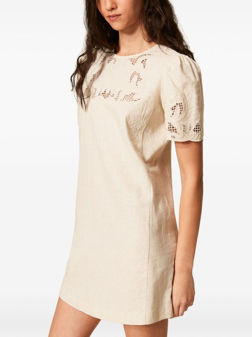 Twin-Set Light Beige Embroidered Day Dress
