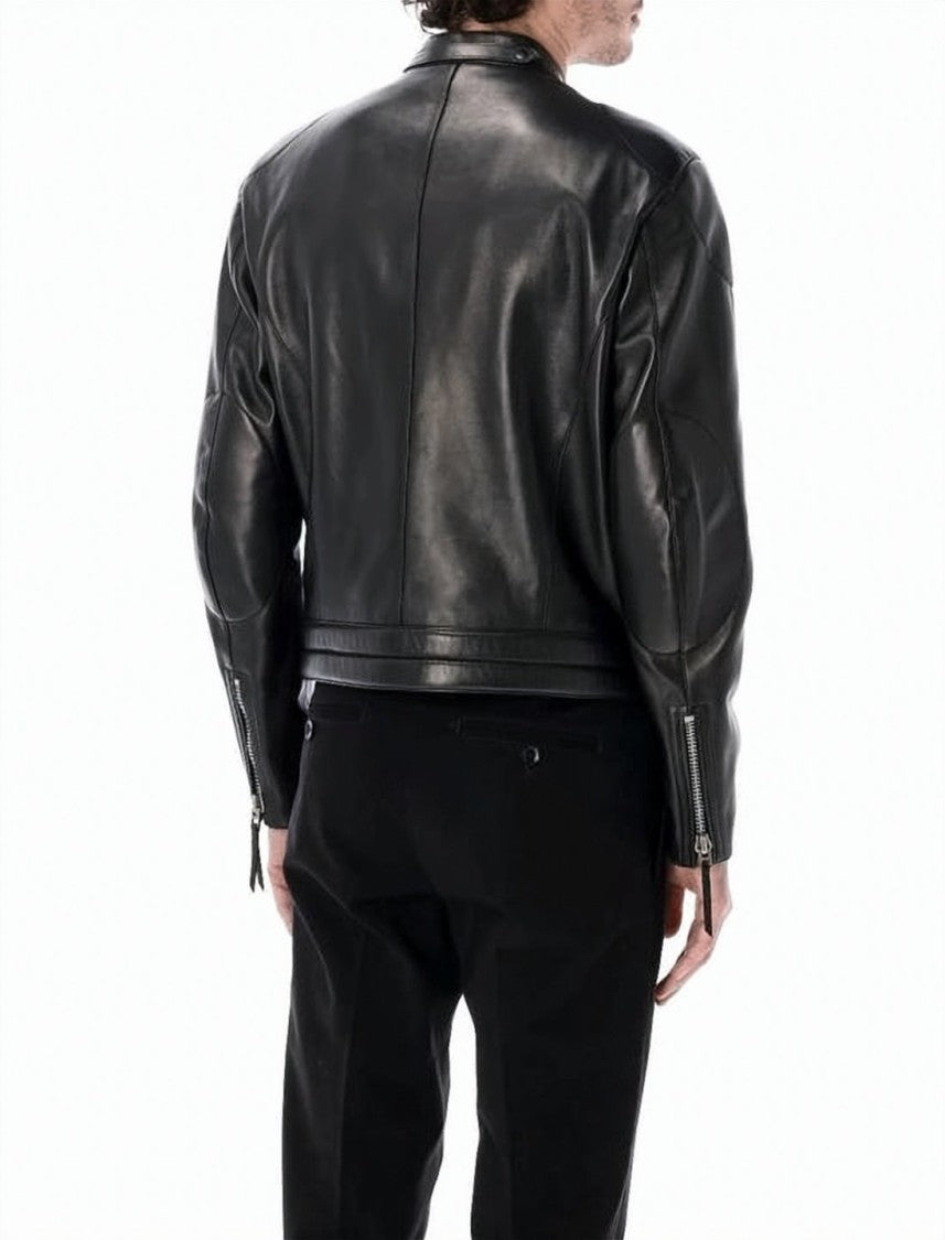 Tom Ford Smooth Lambskin Leather Jacket With Stand Collar