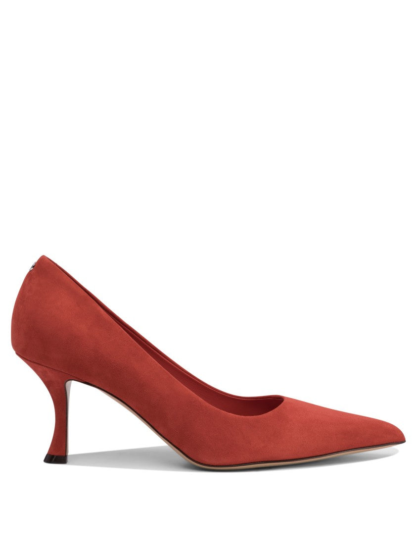 Ferragamo Red Suede And Leather Pointed Toe Pumps