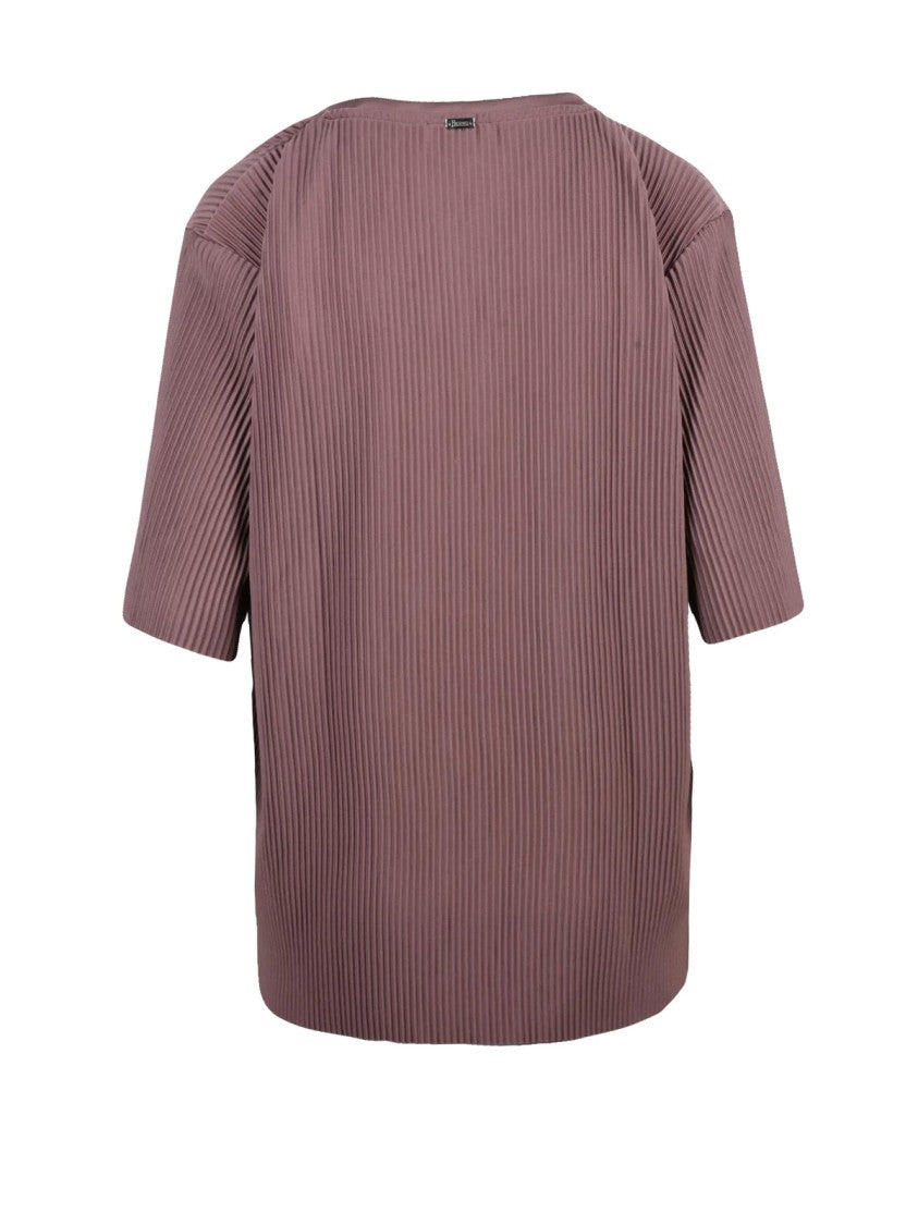 Herno Resort Brown Textured Pleated Polyester Blouse