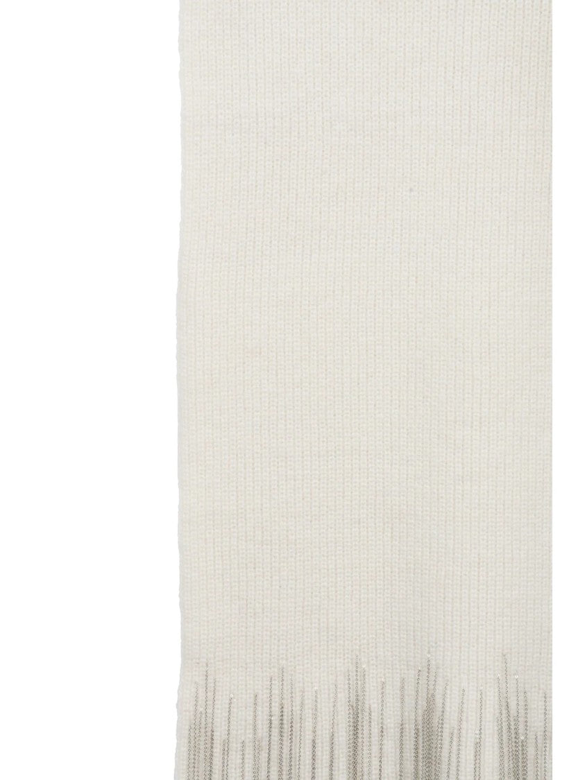 Alpha Studio White Fringe Detailing Alpaca-Blend Scarf